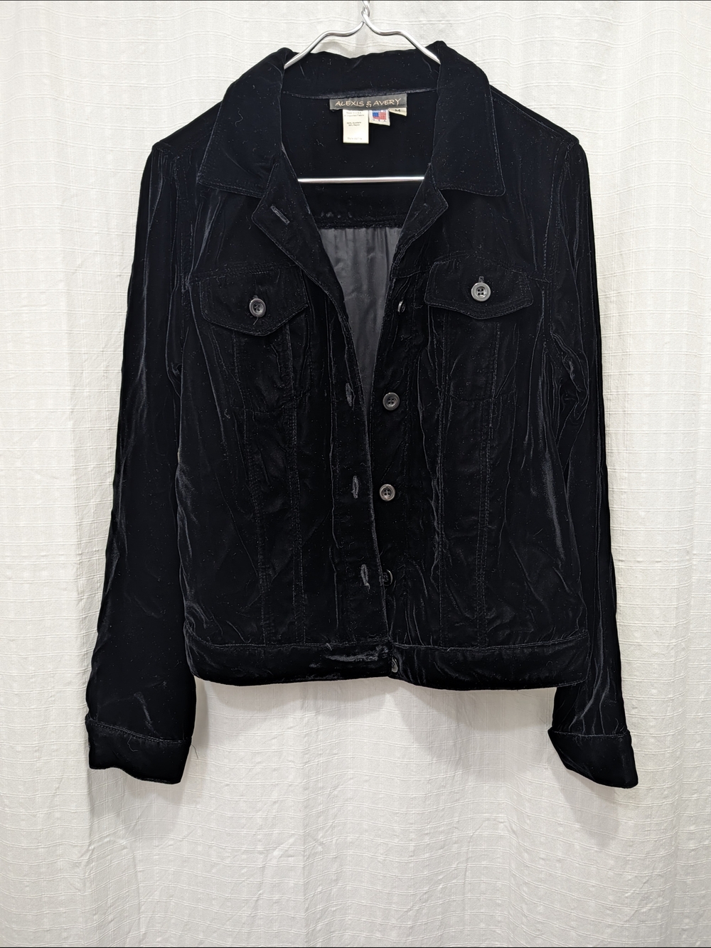 Vintage Women's Black Velvet Button-Front Jacket